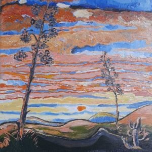 pintura colorida em tela paisagens