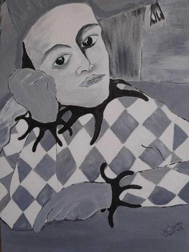 pintura-em-tela-preto-branco-arlequim